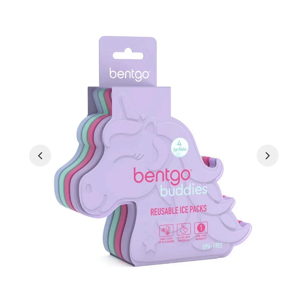 Bentgo Buddies Reusable Ice Packs Unicorn 4 Colors For lunch Boxes‎ Bags Pastel